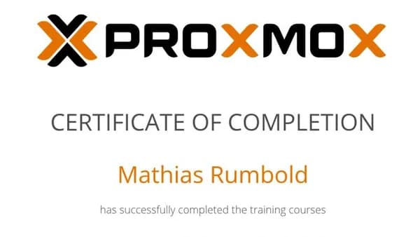 Mathias Rumbold Proxmox Zertifikat 